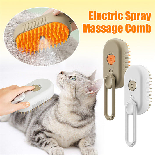 3-in-1 Electric Steam Cat Brush | Groom, Massage & Remove Hair Easily