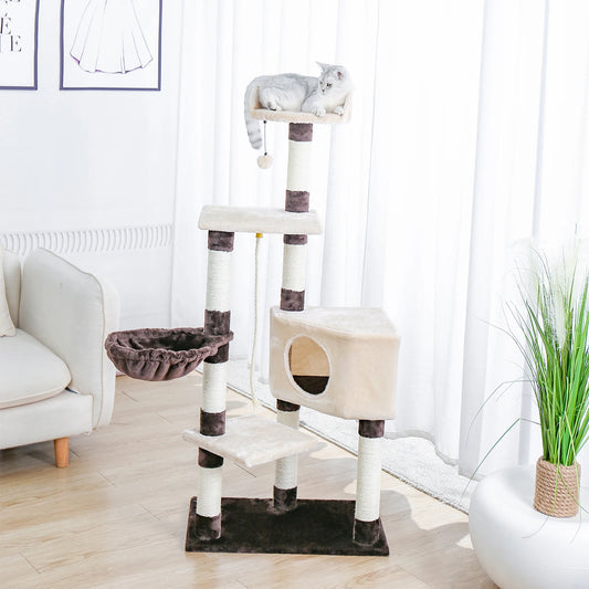 Deluxe Multi-Level Cat Tree | Plush Perch, Hammock & Sisal Scratching Posts