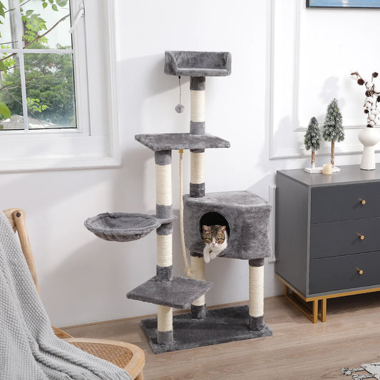 Deluxe Multi-Level Cat Tree | Plush Perch, Hammock & Sisal Scratching Posts